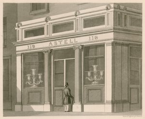 Façade de magasin pour Astell, entrepôt de vins et spiritueux, Grafton Street, Tottenham Court Road - Nathaniel Whittock