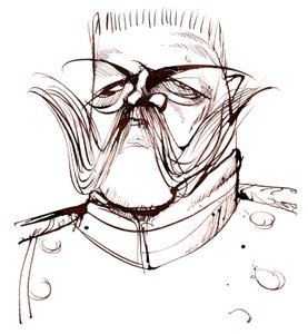 Paul von Hindenburg - Né en Pologne, général et président allemand (1847-1934); caricature