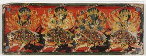 Une des paires de couvertures de manuscrit représentant Devi comme les Huit Mères - Nepalese School