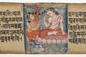 Sudhana agenouillé devant un bodhisattva, du Gandavyuha