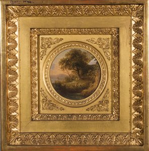 Paysage arboré avec figures