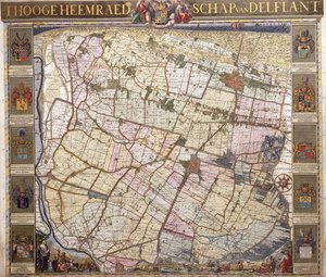 Carte murale de Delftland, 1712
