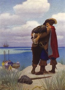 Illustration pour Robinson Crusoé (lithographie en couleur)