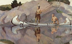 Indiens dans un canoë - Newell Convers Wyeth