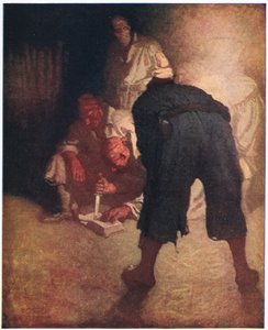 Le point noir : À mi-chemin de la pente vers le stockade, ils étaient rassemblés en groupe - Newell Convers Wyeth