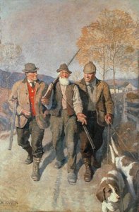 Trois chasseurs et chiens - Newell Convers Wyeth
