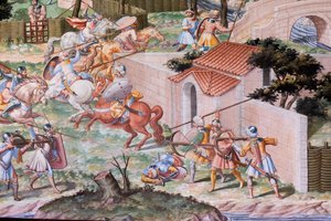 Détail de la fresque dans la Salle des Batailles de la bataille de La Higueruela en 1431 (fresque)