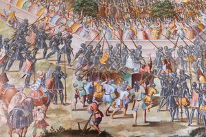 Détail de la fresque dans la Salle des Batailles de la Bataille de La Higueruela en 1431 - Niccolo Granello