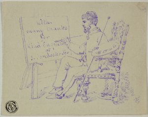 Artiste assis à son chevalet