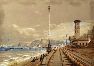 Chemin de fer atmosphérique à Dawlish, c.1850