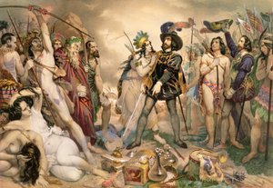Conquête du Mexique : Hernando Cortes détruisant sa flotte à Vera Cruz, 1519