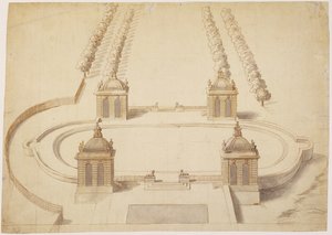Conception pour un terrain de bowling, Hampton Court, vers 1689-91 - Nicholas Hawksmoor