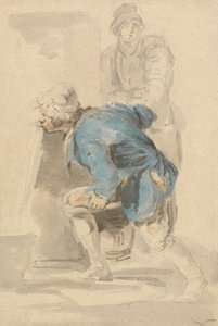 Homme buvant à un bec