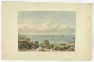 Paysage marin méditerranéen avec port - Nicholas Pocock