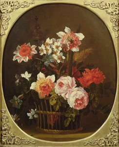 Nature morte de fleurs dans un panier, 18ème siècle - Nicholas Ricoeur