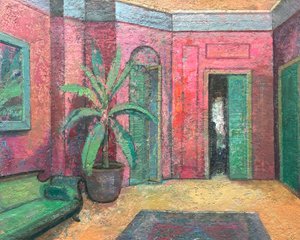Intérieur rouge, 2022-23 (huile sur panneau)