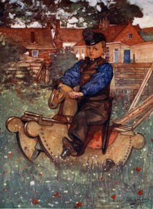 Un garçon de Veere à califourchon sur un cheval à bascule, 1904