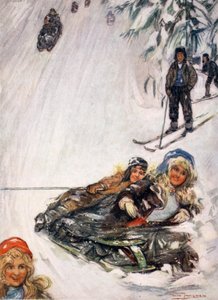 Filles sur une luge renversée, Holmencollen, 1905