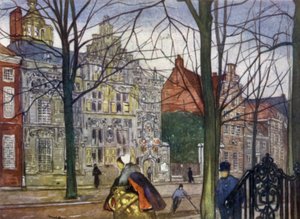 Oude Delft (lithographie en couleur) - Nico Jungman