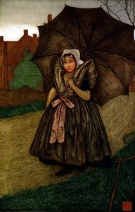 Fille hollandaise sous la pluie
