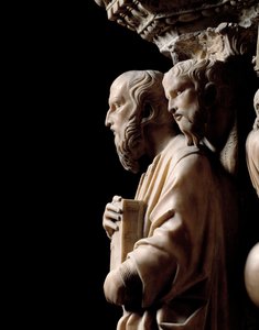 Art gothique : Un prophète avec un livre (détail)