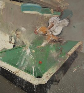 Billard avec un coq, 2021 - Nicola Pucci