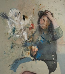 Fille avec un œuf dans la main - Nicola Pucci