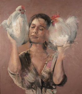 Fille avec des coqs, 2018