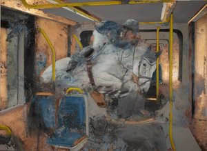 Cheval blanc sautant sur un train, 2023 - Nicola Pucci