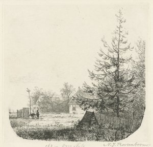 Paysage boisé avec un nid de cigognes - Nicolaas Johannes Roosenboom