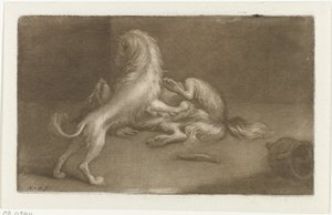 Deux chiens jouant