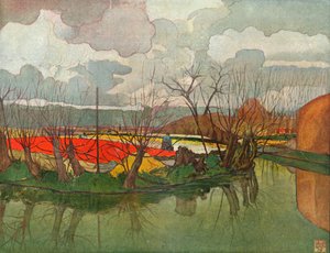 Une ferme de tulipes en Hollande, c. 1898
