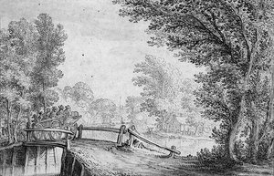 Paysage avec une charrette traversant un pont - Nicolaes Jansz  Visscher