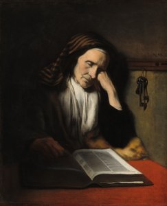Une vieille femme somnolant sur un livre, vers 1655