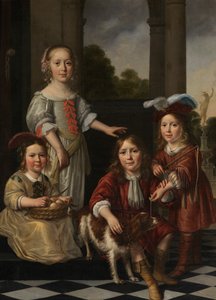 Portrait de quatre enfants - Nicolaes Maes