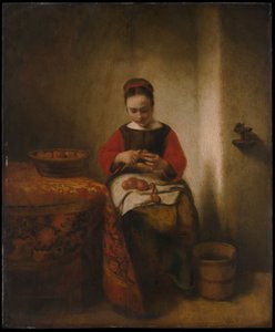 Jeune femme épluchant des pommes - Nicolaes Maes