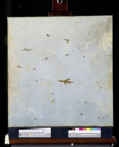 Plafond de maison de poupée avec ciel nuageux et oiseaux - Nicolaes Piemont (attributed to)