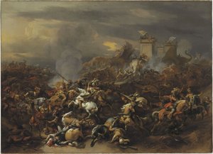 Alexandre le Grand combattant Porus - Nicolaes Pietersz. Berchem