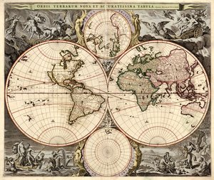 Orbis terrarum nova et accuratissima tabula, vers 1690