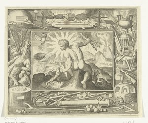 Élément feu comme jeune homme avec des éclairs - Nicolaes de Bruyn
