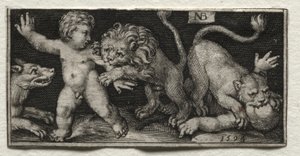Lions attaquant des enfants, 1594