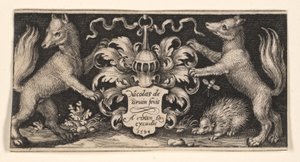 Plaque de titre avec deux renards, d