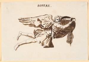 Borée. Esquisse pour un relief sur la tour des vents à Pamphilus et Davus en conversation - Nicolai Abildgaard
