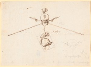 Esquisse décorative. Un casque et deux lances croisées, etc. - Nicolai Abildgaard