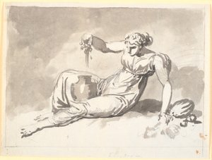 Automne, une femme assise pressant des raisins - Nicolai Abildgaard