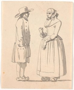 Un paysan et sa femme se tenant face à face