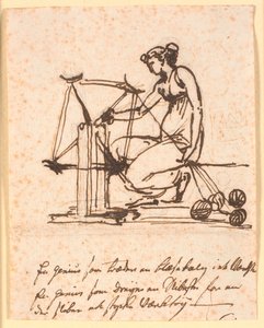 Une femme filant du fil sur un rouet - Nicolai Abildgaard