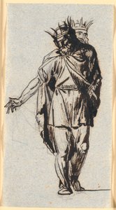 Une figure de roi nordique (?) debout avec une couronne sur la tête