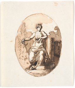 Figure féminine assise, allégorie de la force ou de la constance
