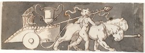 Frise avec un garçon près du char de Bacchus et Mars (ou Pluton) tiré par des lions - Nicolai Abildgaard